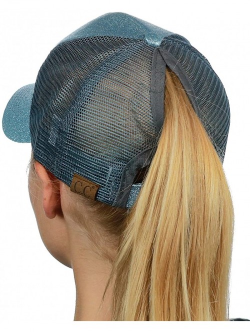 Baseball Caps Ponycap Messy High Bun Ponytail Adjustable Glitter Mesh Trucker Baseball Cap - Mint - C618CIXZZQZ $20.48