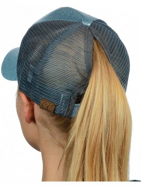 Baseball Caps Ponycap Messy High Bun Ponytail Adjustable Glitter Mesh Trucker Baseball Cap - Mint - C618CIXZZQZ $20.48