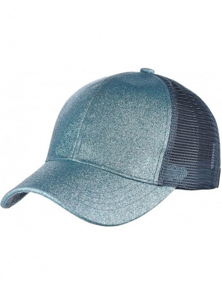 Baseball Caps Ponycap Messy High Bun Ponytail Adjustable Glitter Mesh Trucker Baseball Cap - Mint - C618CIXZZQZ $20.48