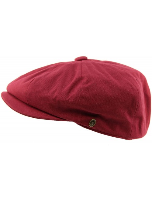 Newsboy Caps Men's 8 Panel Solid Plain 100% Cotton Snap Newsboy Drivers Cabbie Cap Hat - Wine - C617Z4NRQMH $21.78