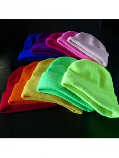 Skullies & Beanies Neutral Winter Fluorescent Knitted hat Knitting Skull Cap - Beige - CD187WI8G2H $12.66