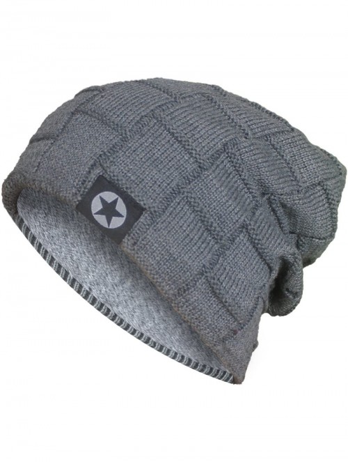 Skullies & Beanies Winter Knit Wool Warm Hat Thick Soft Stretch Slouchy Beanie Skully Cap - A2-grey - CX12O4M5KIF $12.64