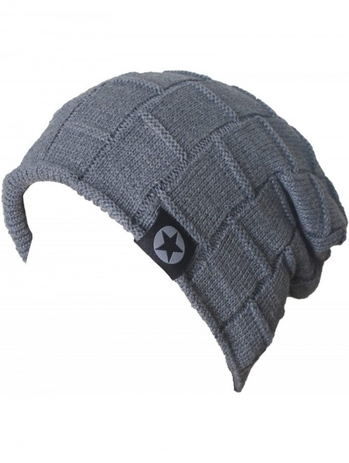 Skullies & Beanies Winter Knit Wool Warm Hat Thick Soft Stretch Slouchy Beanie Skully Cap - A2-grey - CX12O4M5KIF $12.64