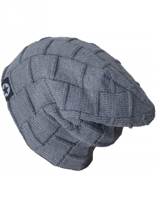 Skullies & Beanies Winter Knit Wool Warm Hat Thick Soft Stretch Slouchy Beanie Skully Cap - A2-grey - CX12O4M5KIF $12.64