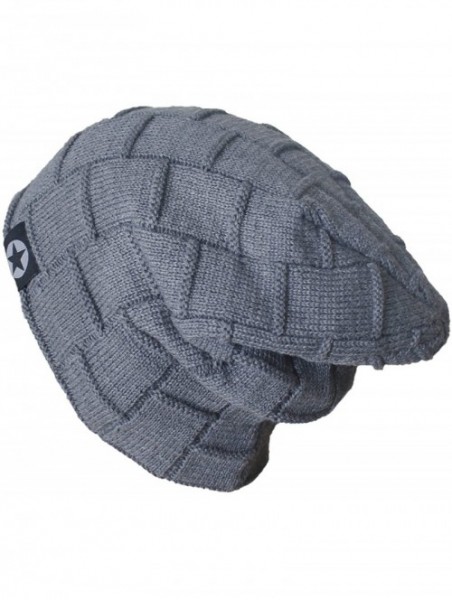 Skullies & Beanies Winter Knit Wool Warm Hat Thick Soft Stretch Slouchy Beanie Skully Cap - A2-grey - CX12O4M5KIF $12.64