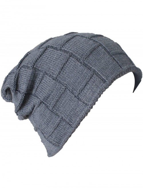 Skullies & Beanies Winter Knit Wool Warm Hat Thick Soft Stretch Slouchy Beanie Skully Cap - A2-grey - CX12O4M5KIF $12.64