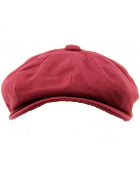 Newsboy Caps Men's 8 Panel Solid Plain 100% Cotton Snap Newsboy Drivers Cabbie Cap Hat - Wine - C617Z4NRQMH $21.78