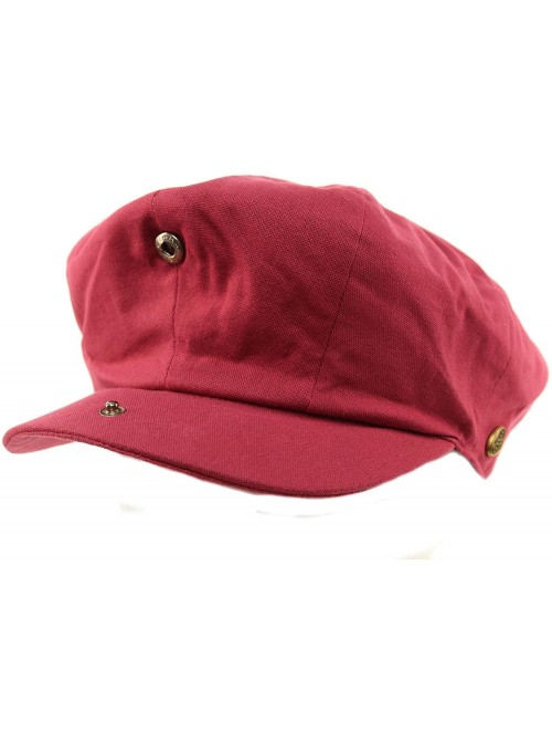 Newsboy Caps Men's 8 Panel Solid Plain 100% Cotton Snap Newsboy Drivers Cabbie Cap Hat - Wine - C617Z4NRQMH $21.78