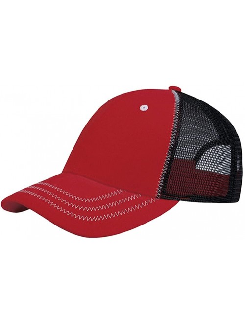 Baseball Caps Low Profile Structured Mesh Trucker Cap - Red/Black - CD11BX4MZX9 $10.25