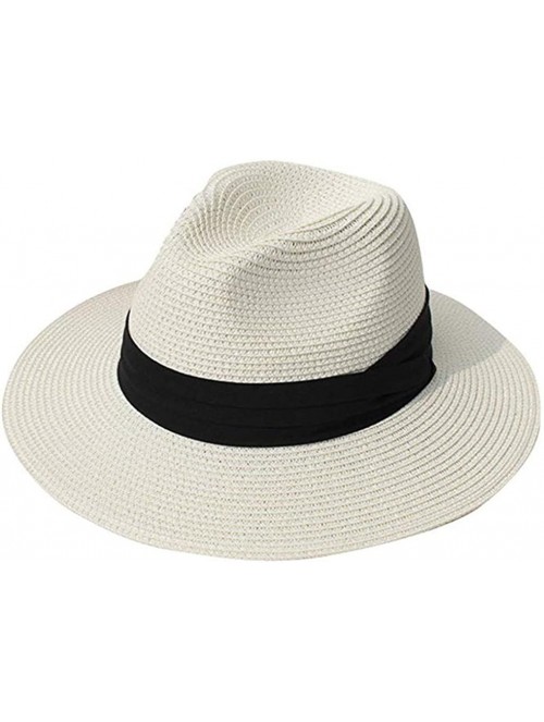 Sun Hats Unisex Summer Foldable Fisherman Brim Bucket Hat Jazz Sunshade Panama Trilby Fedora Hat Gangster Cap - White - C318Q...