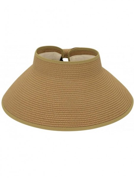 Sun Hats Sun Visors for Womens Summer Straw Visor Hat Wide Brim Beach Sun Hat Bowknot Straw Hats - A Natural - C7198S9H7RG $1...