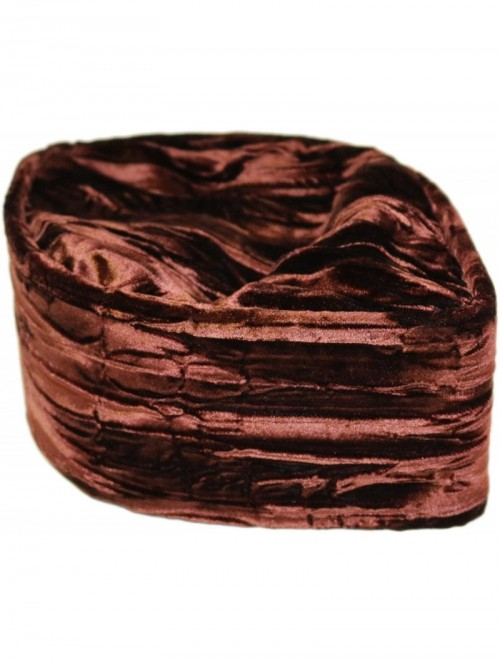 Skullies & Beanies African Native Hat Foldable Velvet Hat - Brown Wave - C9185N3Q9IC $54.42