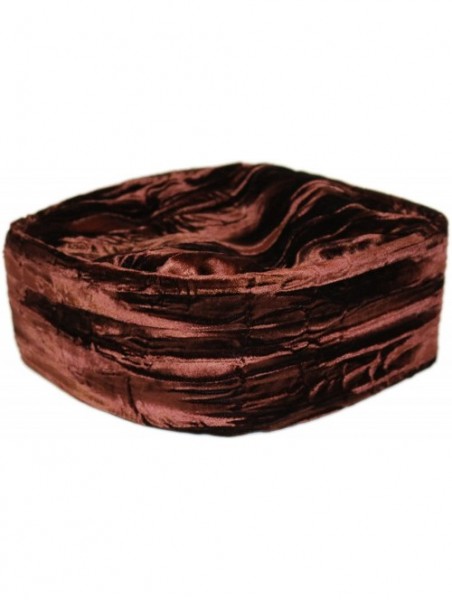 Skullies & Beanies African Native Hat Foldable Velvet Hat - Brown Wave - C9185N3Q9IC $54.42