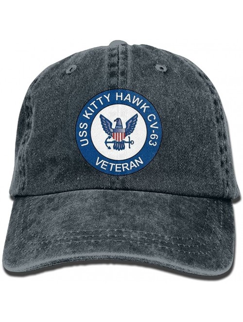 Baseball Caps Mens Cotton Washed Twill Baseball Cap US Navy USS Kitty Hawk CV-63 Ship Veteran Hat - Navy - C218I738I55 $16.49