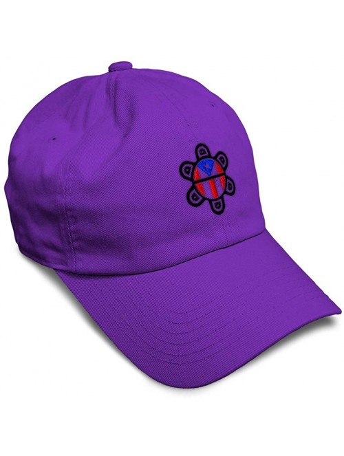 Baseball Caps Custom Soft Baseball Cap Puerto Rico Flag Sol Taino B Embroidery Cotton - Purple - CD18AAO4CTX $16.75