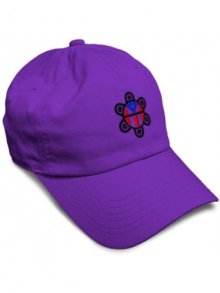 Baseball Caps Custom Soft Baseball Cap Puerto Rico Flag Sol Taino B Embroidery Cotton - Purple - CD18AAO4CTX $16.75