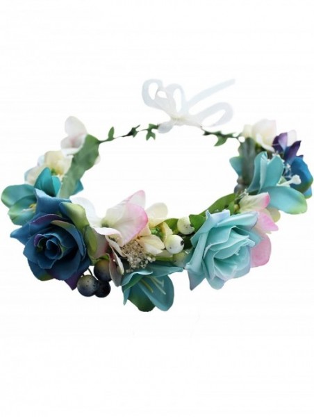 Headbands Flower Wreath Headband Floral Hair Garland Flower Crown Halo Headpiece Boho with Ribbon Wedding Party Photos - 2 - ...