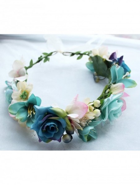 Headbands Flower Wreath Headband Floral Hair Garland Flower Crown Halo Headpiece Boho with Ribbon Wedding Party Photos - 2 - ...