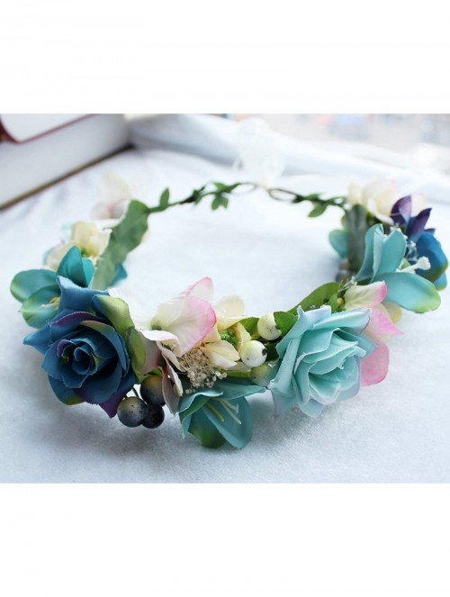 Headbands Flower Wreath Headband Floral Hair Garland Flower Crown Halo Headpiece Boho with Ribbon Wedding Party Photos - 2 - ...