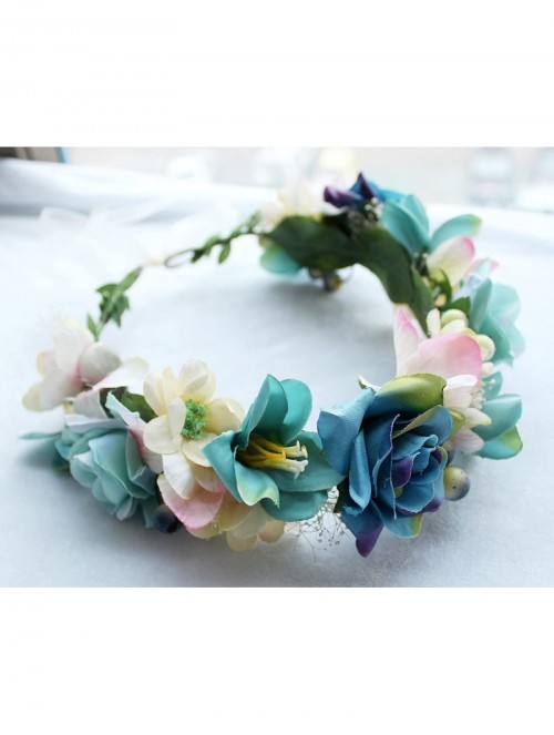 Headbands Flower Wreath Headband Floral Hair Garland Flower Crown Halo Headpiece Boho with Ribbon Wedding Party Photos - 2 - ...