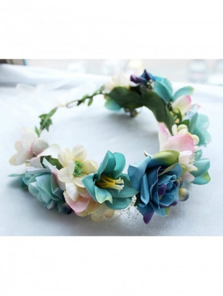 Headbands Flower Wreath Headband Floral Hair Garland Flower Crown Halo Headpiece Boho with Ribbon Wedding Party Photos - 2 - ...