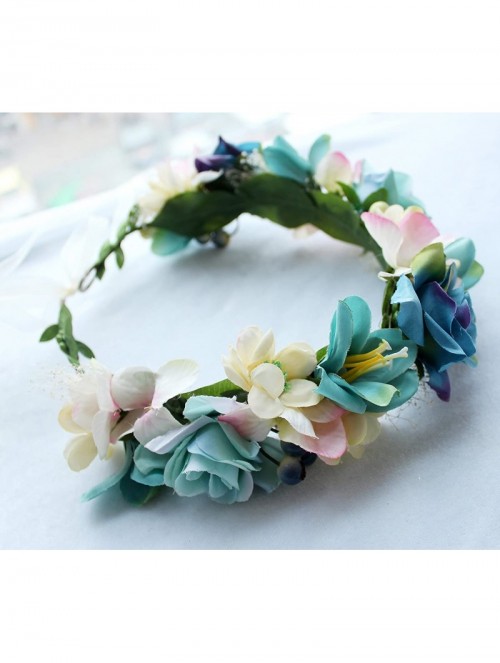 Headbands Flower Wreath Headband Floral Hair Garland Flower Crown Halo Headpiece Boho with Ribbon Wedding Party Photos - 2 - ...