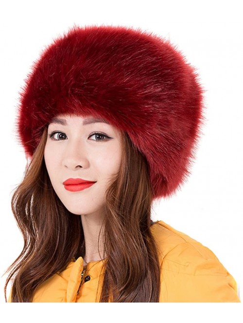 Bucket Hats Women Ladies Girls Cossack Russian Style Faux Fur Hat Winter Warm Cap - Wine Red - CX12N1N1P6O $22.23