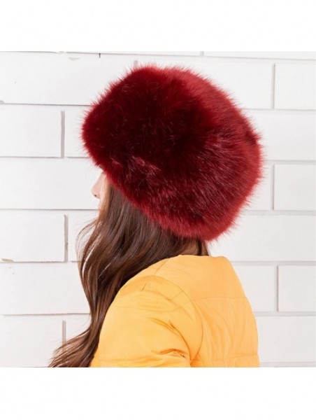 Bucket Hats Women Ladies Girls Cossack Russian Style Faux Fur Hat Winter Warm Cap - Wine Red - CX12N1N1P6O $22.23