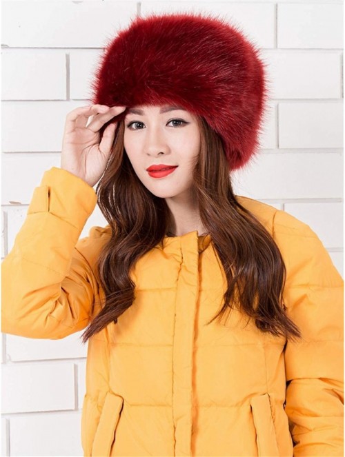 Bucket Hats Women Ladies Girls Cossack Russian Style Faux Fur Hat Winter Warm Cap - Wine Red - CX12N1N1P6O $22.23