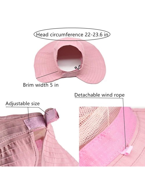 Sun Hats Womens Wide Brim Sun Hat with UV Protection Packable Floppy Summer Beach Hat - Pink - C7194IT5N38 $12.23