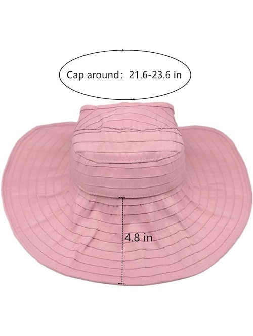 Sun Hats Womens Wide Brim Sun Hat with UV Protection Packable Floppy Summer Beach Hat - Pink - C7194IT5N38 $12.23