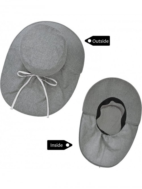 Sun Hats Womens Wide Brim Sun Protection Hat w/Flap Neck Cover for Summer Safari Hiking - Grey - CX18EDQDNDX $15.85