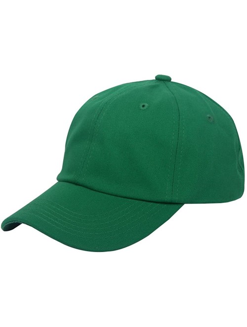 Baseball Caps Cotton Plain Baseball Cap Adjustable .Polo Style Low Profile(Unconstructed hat) - Green - CH182LQ3STD $14.70