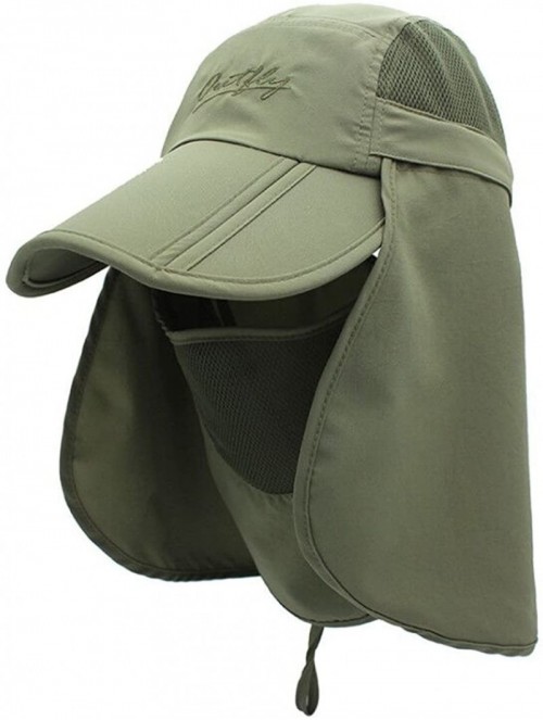 Sun Hats Neck Face Flap Outdoor Cap UV Protection Sun Hats Fishing Hat Quick-Drying UPF50+ - Army Green - CC199QMZGX2 $16.01