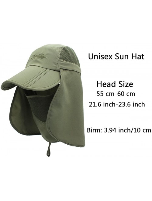 Sun Hats Neck Face Flap Outdoor Cap UV Protection Sun Hats Fishing Hat Quick-Drying UPF50+ - Army Green - CC199QMZGX2 $16.01