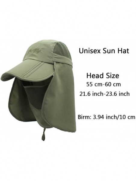 Sun Hats Neck Face Flap Outdoor Cap UV Protection Sun Hats Fishing Hat Quick-Drying UPF50+ - Army Green - CC199QMZGX2 $16.01