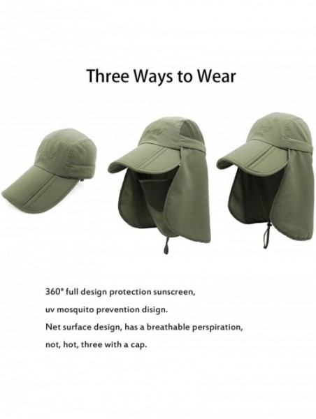 Sun Hats Neck Face Flap Outdoor Cap UV Protection Sun Hats Fishing Hat Quick-Drying UPF50+ - Army Green - CC199QMZGX2 $16.01