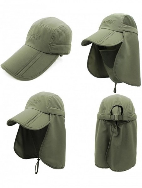 Sun Hats Neck Face Flap Outdoor Cap UV Protection Sun Hats Fishing Hat Quick-Drying UPF50+ - Army Green - CC199QMZGX2 $16.01