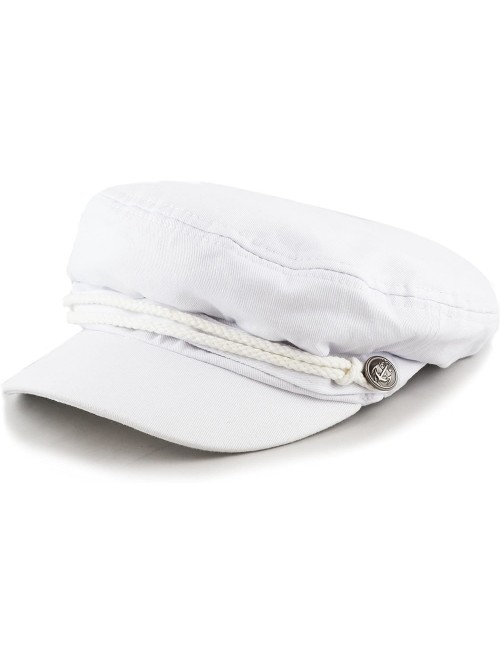 Newsboy Caps Black Horn Unisex Cotton Greek Fisherman's Sailor Fiddler Hat Cap - White - CH187LU7I05 $17.86