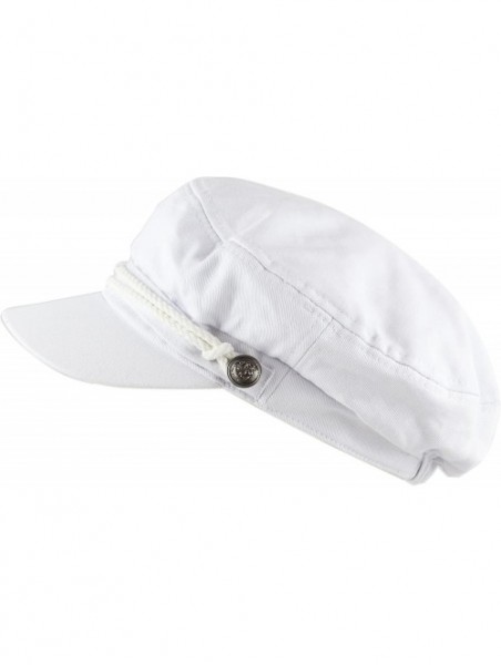 Newsboy Caps Black Horn Unisex Cotton Greek Fisherman's Sailor Fiddler Hat Cap - White - CH187LU7I05 $17.86