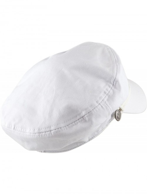 Newsboy Caps Black Horn Unisex Cotton Greek Fisherman's Sailor Fiddler Hat Cap - White - CH187LU7I05 $17.86