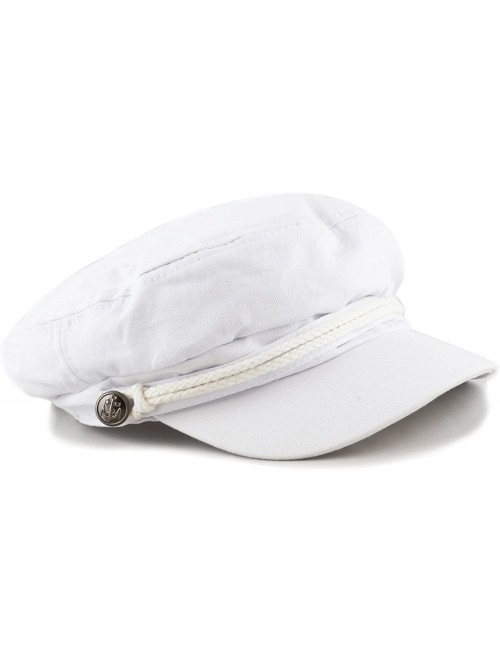 Newsboy Caps Black Horn Unisex Cotton Greek Fisherman's Sailor Fiddler Hat Cap - White - CH187LU7I05 $17.86