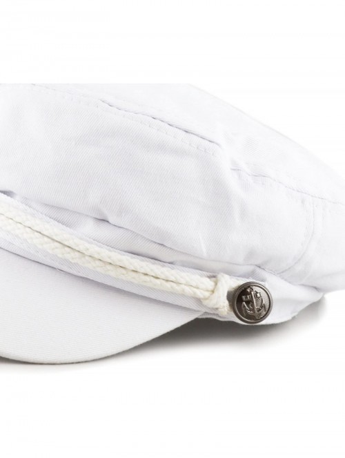 Newsboy Caps Black Horn Unisex Cotton Greek Fisherman's Sailor Fiddler Hat Cap - White - CH187LU7I05 $17.86