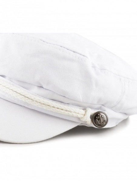 Newsboy Caps Black Horn Unisex Cotton Greek Fisherman's Sailor Fiddler Hat Cap - White - CH187LU7I05 $17.86