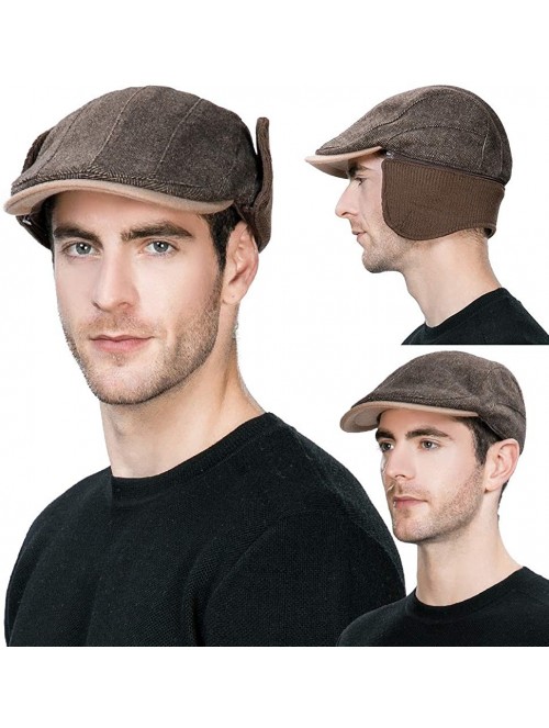 Newsboy Caps Wool Newsboy Cap Earflap Trapper Hat Winter Warm Lined Fashion Unisex 56-60CM - 89111x_coffee - CC18OCH36DR $18.59