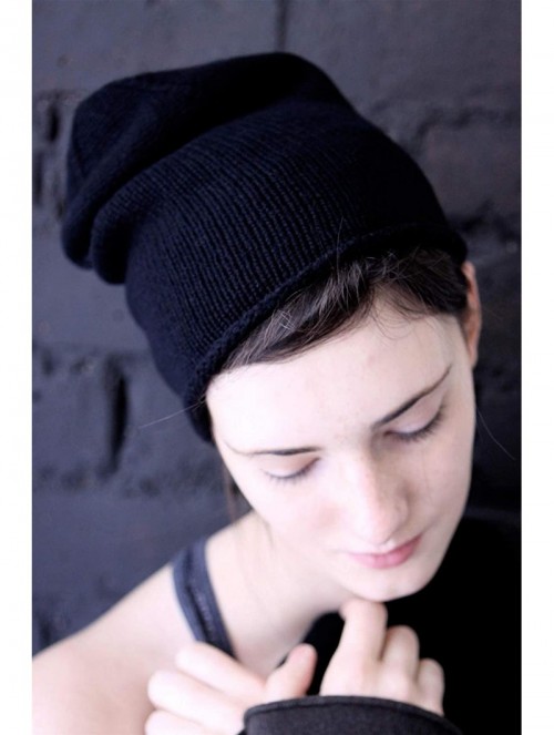 Skullies & Beanies Women's 100% Cashmere Beanie Hat - Black - Hand Made in Scotland RRP $120 - CC11U4GTECH $56.54