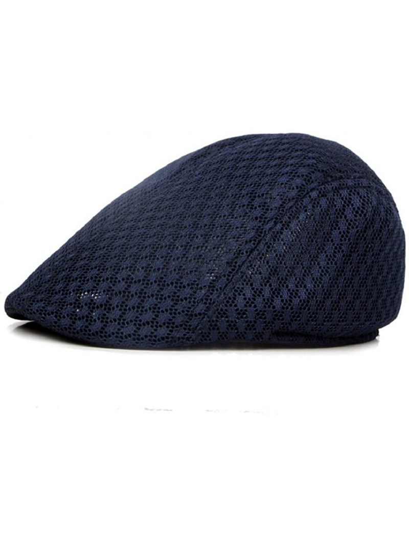 Newsboy Caps Women Men Fashion Duck Mesh Sun Flat Cap Golf Beret Newsboy Cabbie Baseball Hat - Navy Blue - C8187EAXWTA $10.48