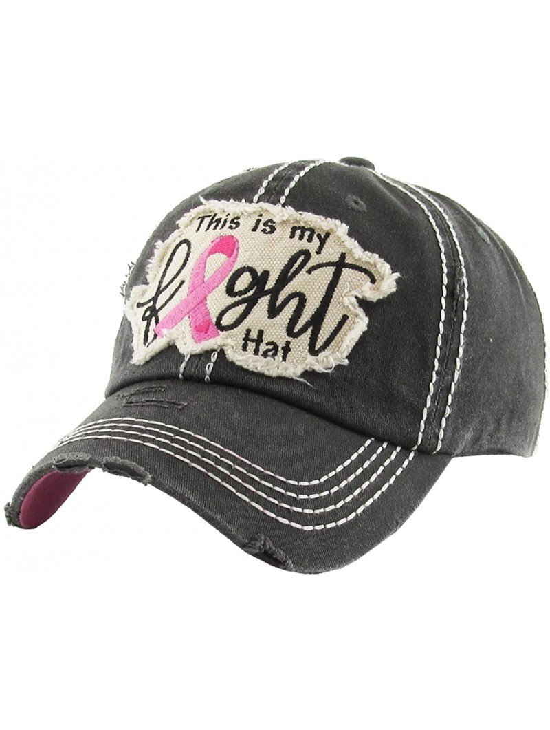 Baseball Caps Women's Breast Cancer Awareness Pink Ribbon Logo Hope Shredded Baseball Hat Cap - This is My Fight Hat - Black ...