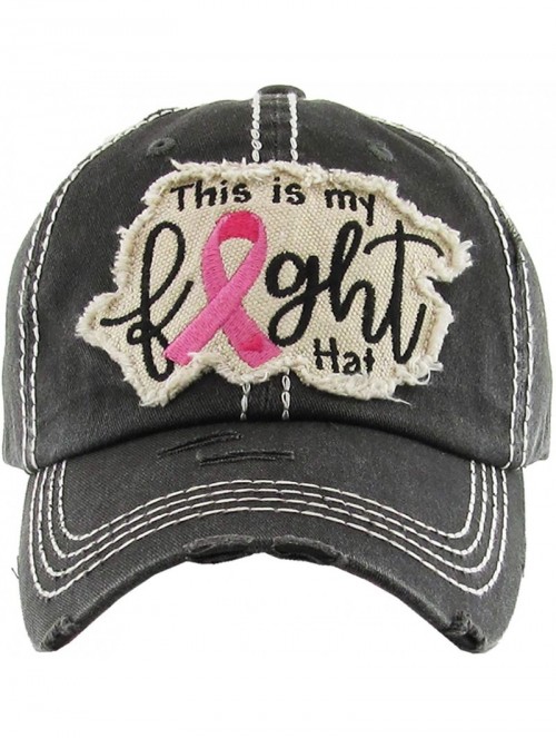 Baseball Caps Women's Breast Cancer Awareness Pink Ribbon Logo Hope Shredded Baseball Hat Cap - This is My Fight Hat - Black ...