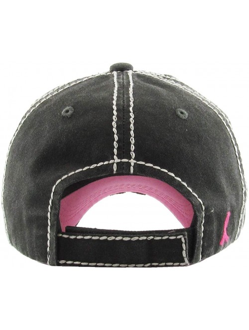 Baseball Caps Women's Breast Cancer Awareness Pink Ribbon Logo Hope Shredded Baseball Hat Cap - This is My Fight Hat - Black ...